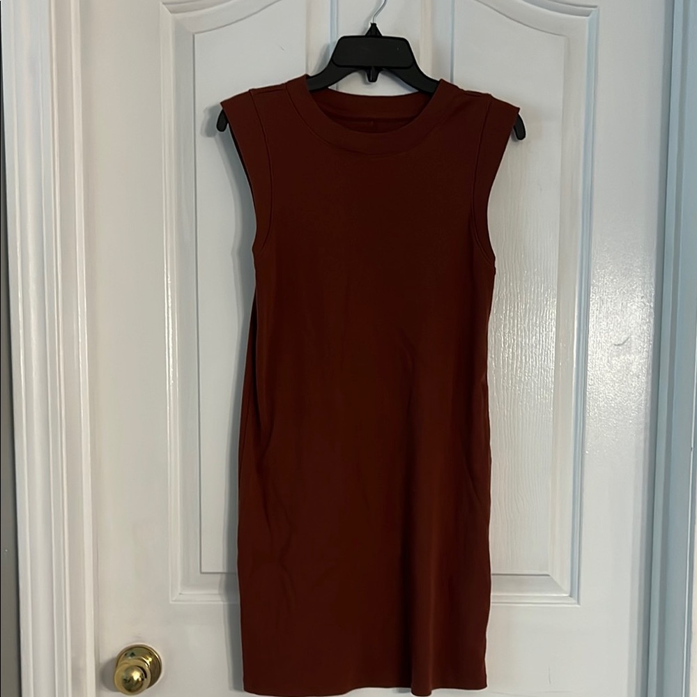 A New Day Brown Ribbed Sheath Mini Dress
